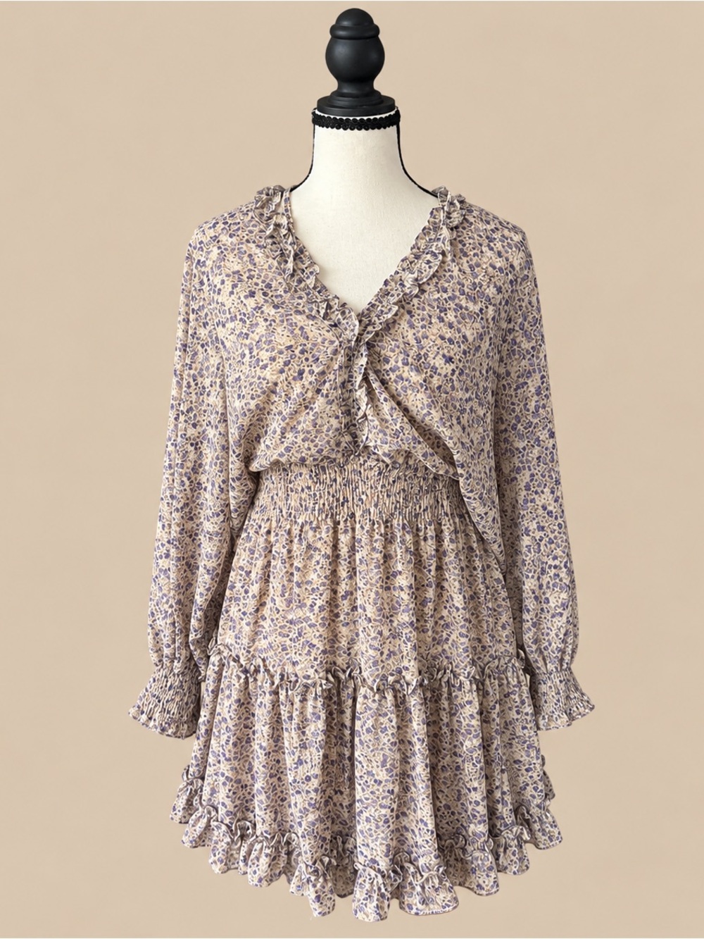 Boho CottageCore Ruffle Peasant Dress M